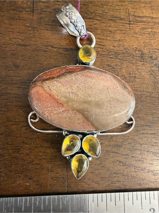 Jewelry - Jasper and Yellow Citrine Silver Pendant